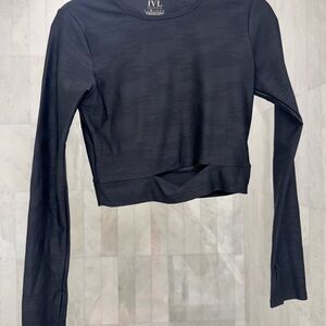 Elegant Black Long Sleeve Crop Top